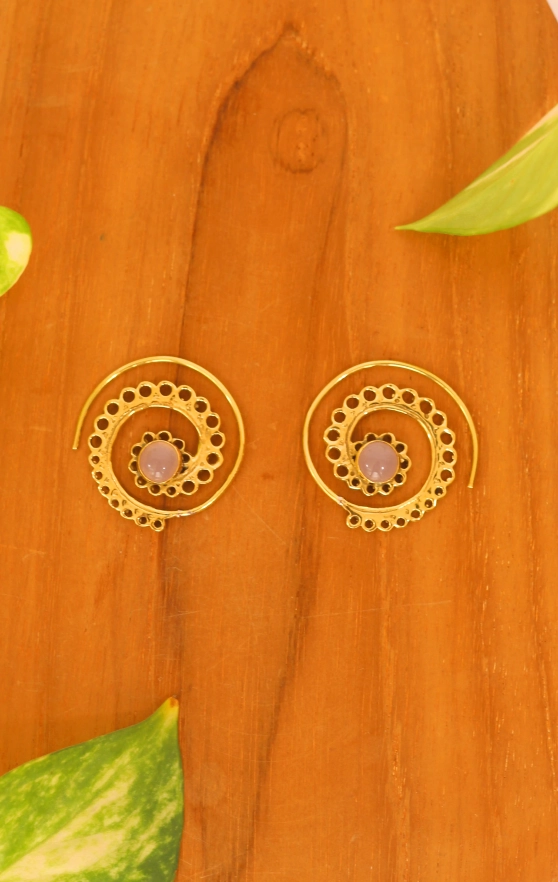 Arete espiral cuarzo rosa